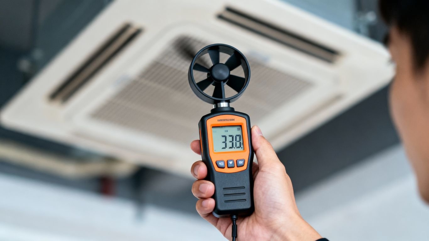 Medición del caudal de aire con un anemómetro