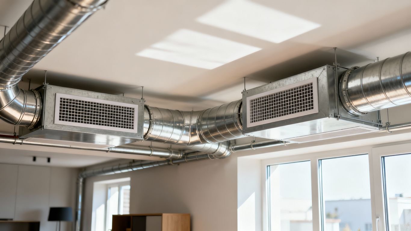 Installation of a gas ventilation system (VMC) with exposed metal ducts