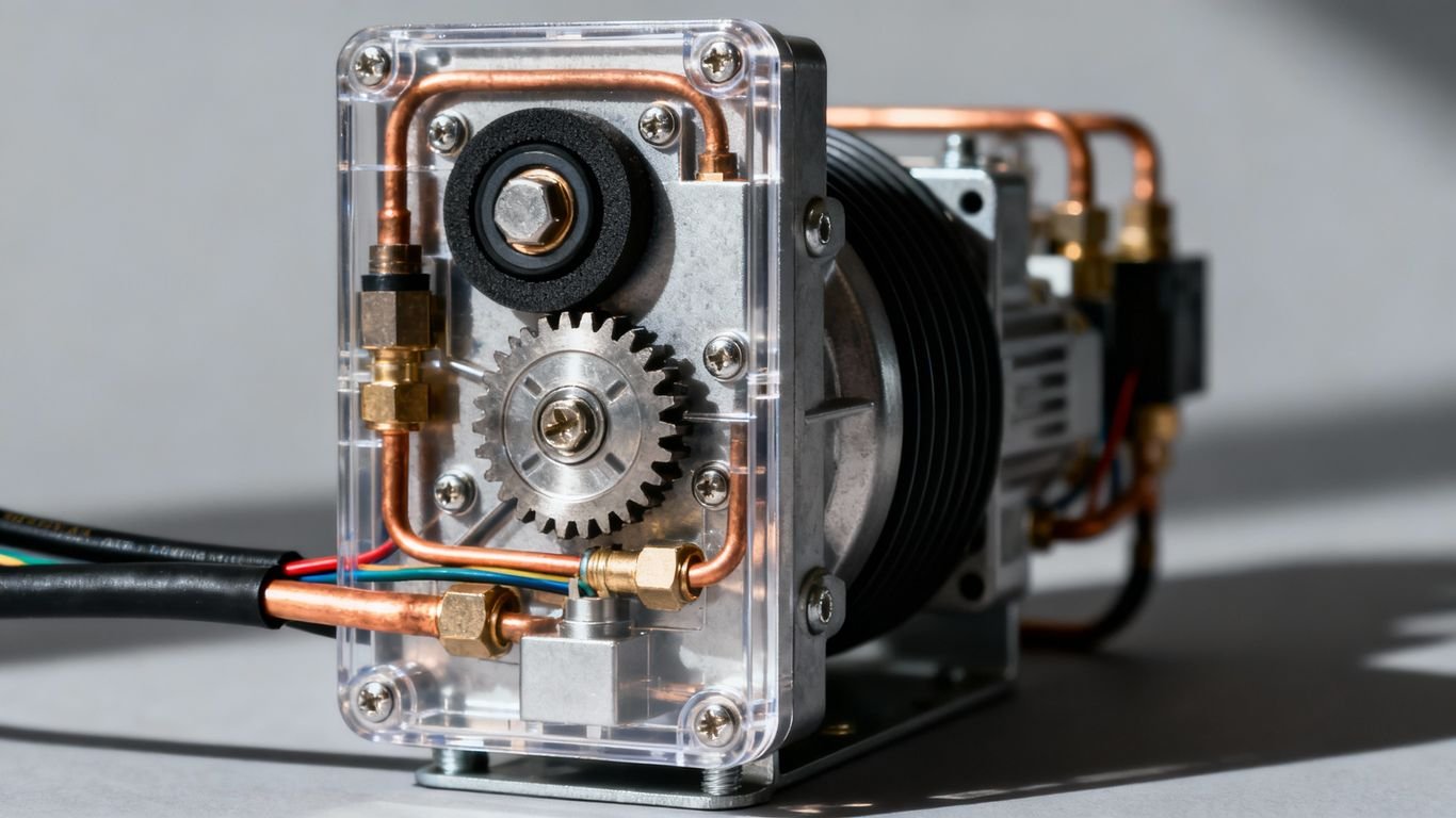 Détendeur de pompe à chaleur avec ses composants internes.