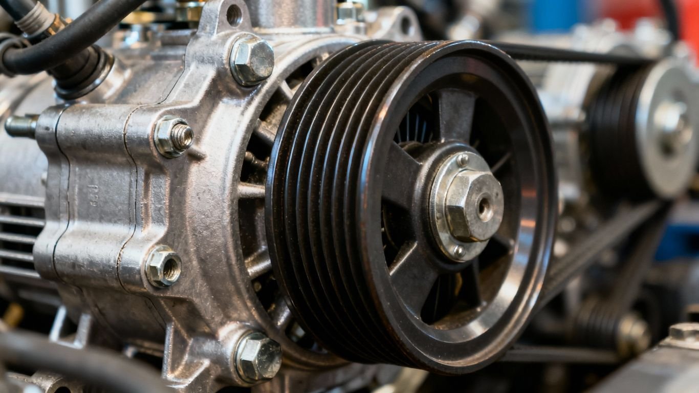 Componentes de un motor de aire acondicionado de automóvil.