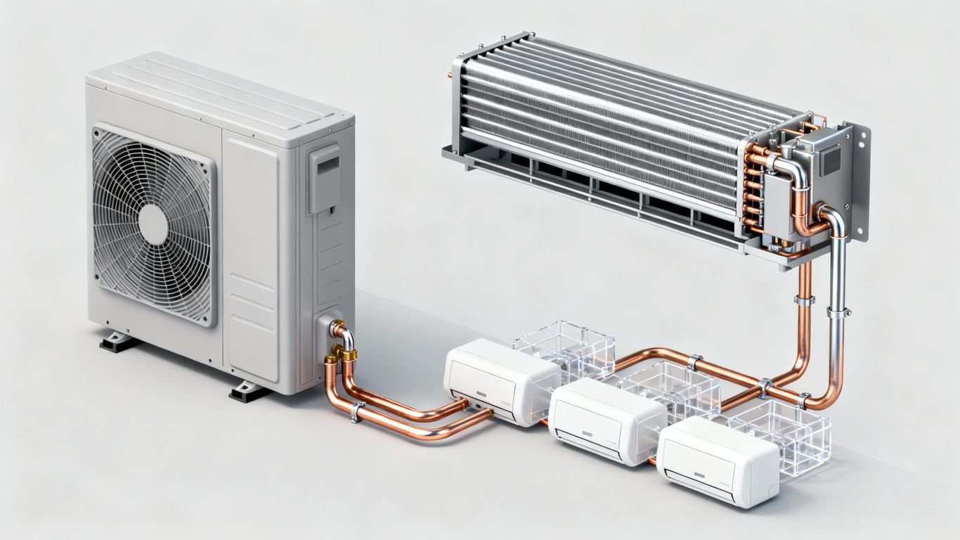Climatisation : unité intérieure et extérieure, liaisons