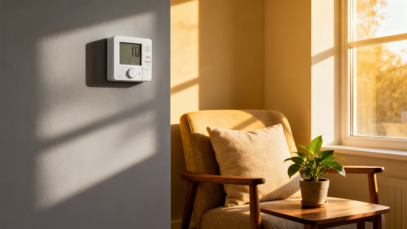 Termostato da parete in un soggiorno moderno.